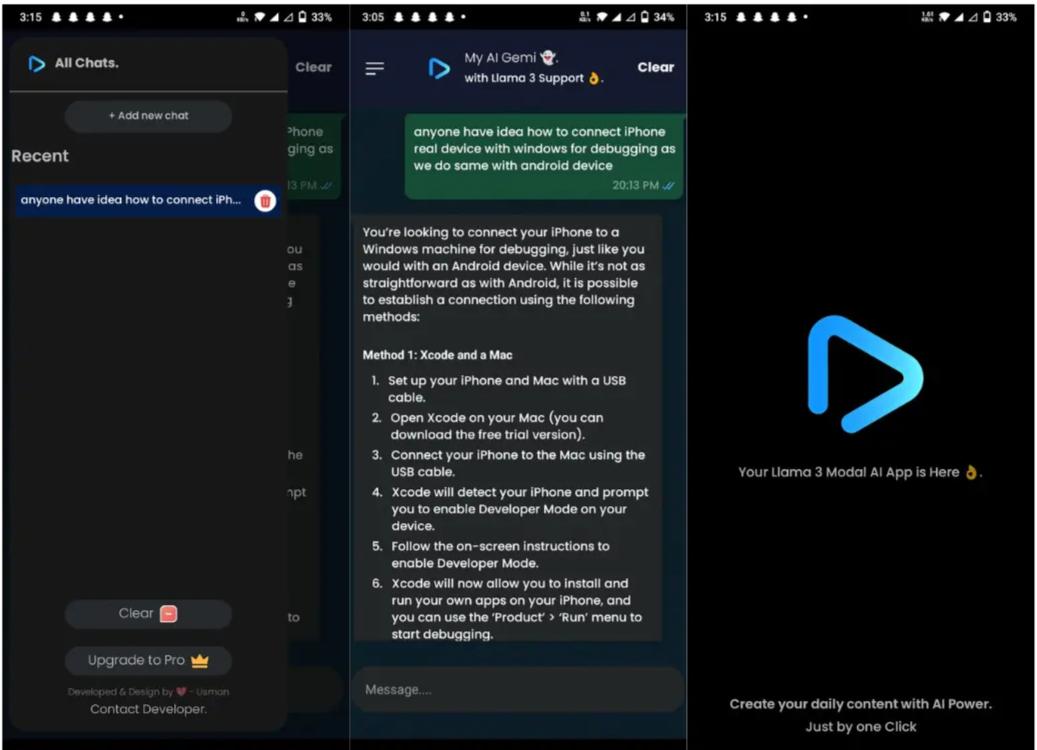 React Native Chat Llama AI App